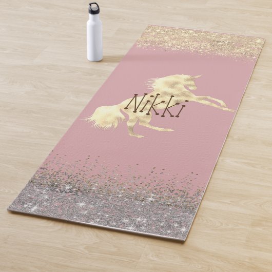 Glittery Gold Unicorn Personalisiert Yogamatte (Beispiel)