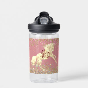 Glittery Gold Unicorn Trinkflasche