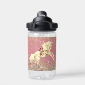 Glittery Gold Unicorn Trinkflasche (Rückseite)