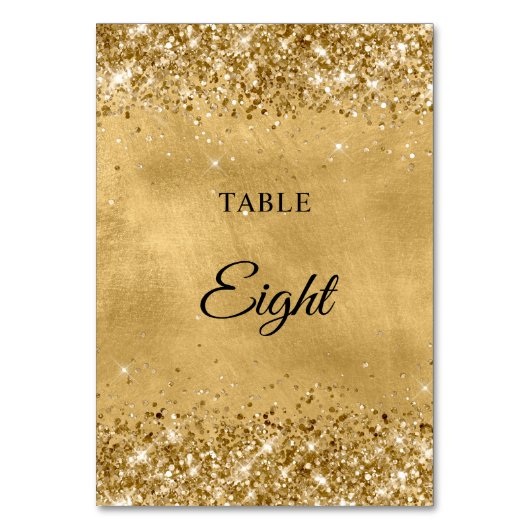 Glittery Gold Wedding Tischnummer (Vorderseite)