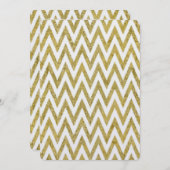 Glittery Gold White Zickzack Stripes 16 . Geburtst Einladung (Vorne/Hinten)
