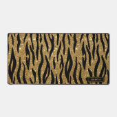 Glittery Gold Zebra Muster Custom Monogram Schreibtischunterlage (Vorderseite)