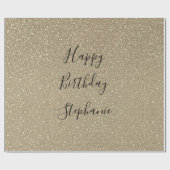Glittery Golden Black Happy Birthday Individuelle  Geschenkpapier (Flach)