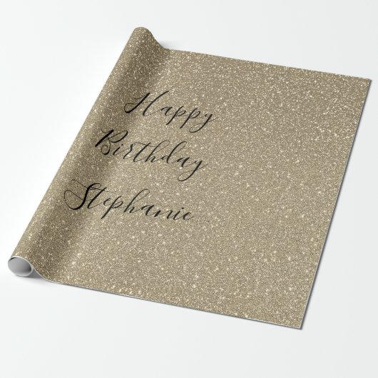 Glittery Golden Black Happy Birthday Individuelle  Geschenkpapier (Ungerollt)