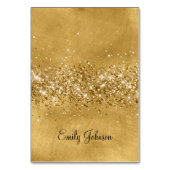 Glittery Golden Individual Name Platzkarten Tischnummer (Vorderseite)