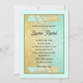 Glittery Gradient Bat Mitzvah Aqua Gold Einladung (Vorderseite)