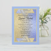 Glittery Gradient Bat Mitzvah Blauer Einladung (Stehend Vorderseite)