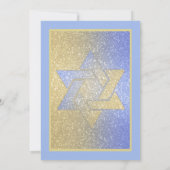 Glittery Gradient Bat Mitzvah Blauer Einladung (Rückseite)