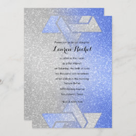 Glittery Gradient Bat Mitzvah Blue Einladung