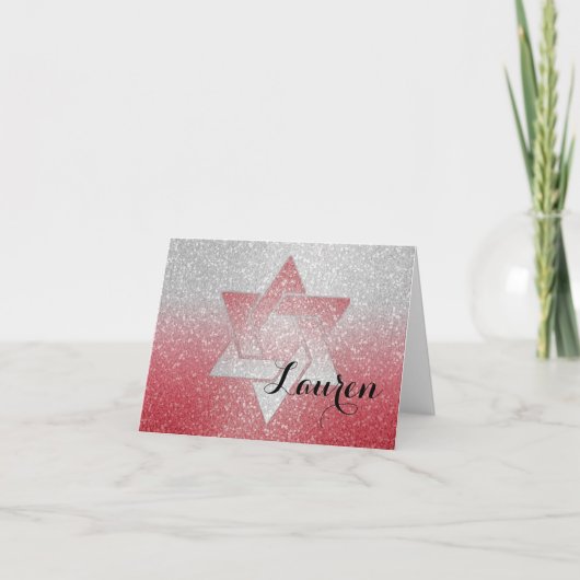 Glittery Gradient Bat Mitzvah Danke Red (Vorderseite)