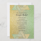 Glittery Gradient Bat Mitzvah Mint Einladung (Vorderseite)