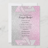 Glittery Gradient Bat Mitzvah Pink Einladung (Vorderseite)