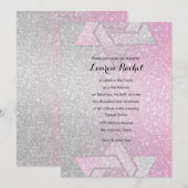 Glittery Gradient Bat Mitzvah Pink Einladung (Vorne/Hinten)
