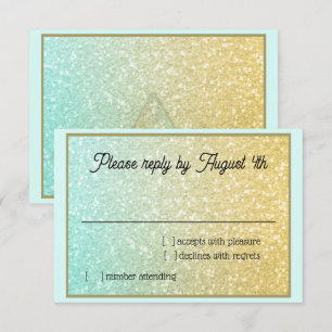 Glittery Gradient UAWG Aqua Gold RSVP Karte