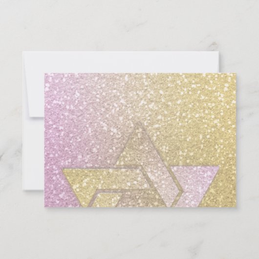 Glittery Gradient UAWG Gold und Rosa RSVP Karte (Rückseite)