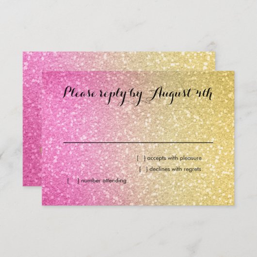 Glittery Gradient UAWG Hot Pink RSVP Karte (Vorne/Hinten)