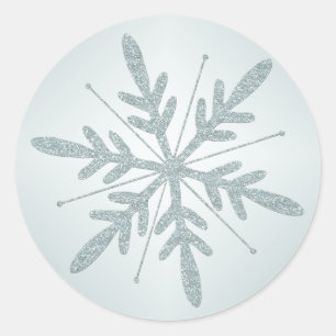 Glittery Green Snowflake Sticker