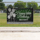 Glittery Green und Silver Happy Birthday Banner (Insitu)