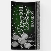Glittery Green und Silver Happy Birthday Banner (Vertikal)