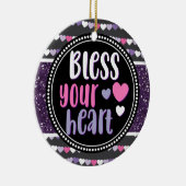 Glittery Hearts Lila segne Ihr Herz Weihnachten Keramik Ornament (Rechts)