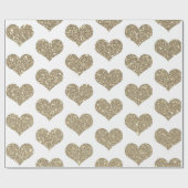 Glittery Herzmuster Gold Golden White Sparkle Geschenkpapier (Flach)