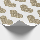 Glittery Herzmuster Gold Golden White Sparkle Geschenkpapier (Ecke)