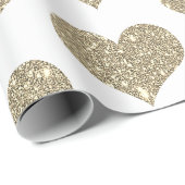 Glittery Herzmuster Gold Golden White Sparkle Geschenkpapier (Rolleneckpunkt)
