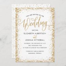 Glittery Hochzeit Einladung in Imitats Gold Glitze