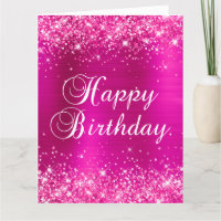 Glittery Hot Pink Foil Big Happy Birthday