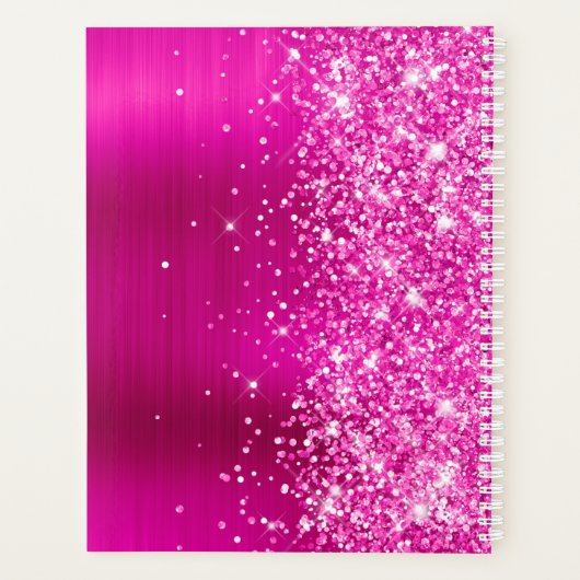 Glittery Hot Pink Foil Swash Signature Planer (Rückseite)