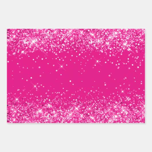 Glittery Hot Pink Geschenkpapier Set (Vorderseite)