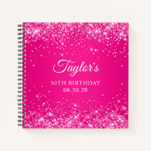 Glittery Hot Pink Ombre 50th Birthday Guest