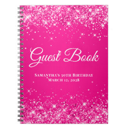 Glittery Hot Pink Ombre Birthday Celebration Guest Notizblock