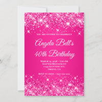 Glittery Hot Pink Ombre Monogram 40. Geburtstag