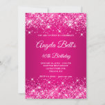 Glittery Hot Pink Raspberry Ombre Extravagant Mono Einladung<br><div class="desc">Eine elegante mit Monogramm 40. Geburtstagseinladung für sie. Sie können den Text für eine weitere Meilenstein Geburtstagsfeier anpassen. Die digitale Kunst bietet Imitate funkelnd heiß rosa Glitzer mit extra Glitzern gegen ein heißes rosa und dunklere Himbeerrosa Omelfarbe. Das extravagante Schwarz-Weiß-Kalligraphie-Monogramm kann individuell angepasst werden. Alle glänzenden Elemente in diesem modernen...</div>