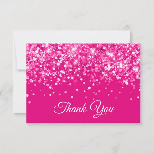 Glittery Hot Pink Sweet 16 Dankeskarte (Vorderseite)