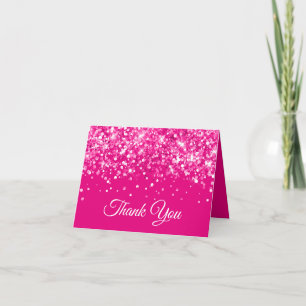 Glittery Hot Pink Sweet 16 Dankeskarte