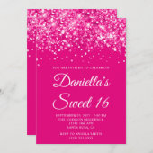 Glittery Hot Pink Sweet 16 Einladung (Vorne/Hinten)