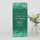 Glittery Hunter Green 50. Geburtstag Einladung (Stehend Vorderseite)