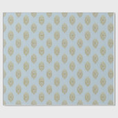 Glittery Ikat Medallion - Sky Blue & Gold Geschenkpapier (Flach)
