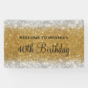 Glittery Imitate Gold Silber 40. Geburtstag Willko Banner