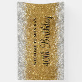 Glittery Imitate Gold Silber 40. Geburtstag Willko Banner (Vertikal)
