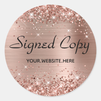 Glittery Imitate Rose Gold Foil signierte Kopie mi Runder Aufkleber