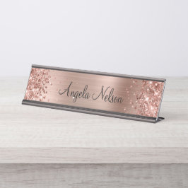 Glittery Imitate Rose Goldene Fohlen Name Schreibtischnamensplakette