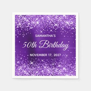Glittery Indigo Lila Foil 50. Geburtstag Serviette