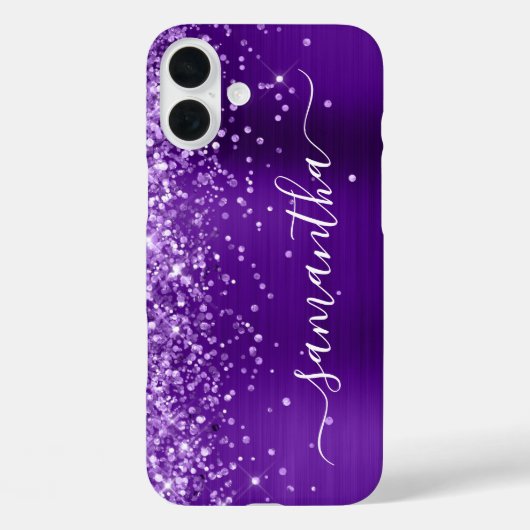 Glittery Indigo Lila Girly Signature Case-Mate iPhone Hülle (Rückseite)