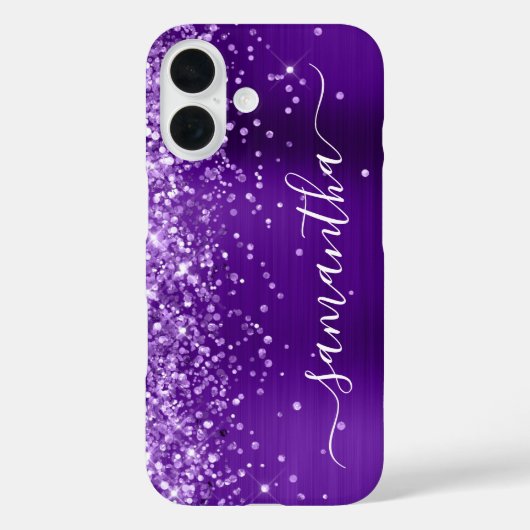 Glittery Indigo Lila Glam Girly Signature Case-Mate iPhone Hülle (Rückseite)