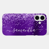Glittery Indigo Lila Glam Girly Signature Case-Mate iPhone Hülle (Rückseite (Horizontal))