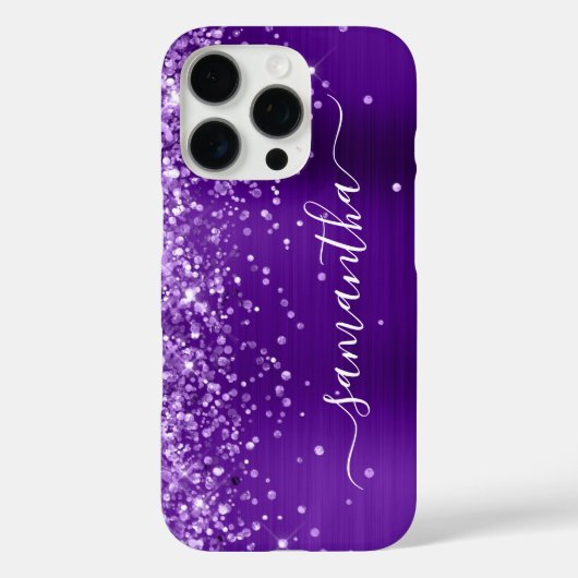 Glittery Indigo Lila Glam Girly Signature Case-Mate iPhone Hülle (Rückseite)