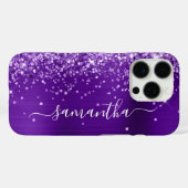 Glittery Indigo Lila Glam Girly Signature Case-Mate iPhone Hülle (Rückseite (Horizontal))